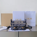 DIOR SMALL CAMP BAG 23 OBLIQUE BLUE EMBROIDERY