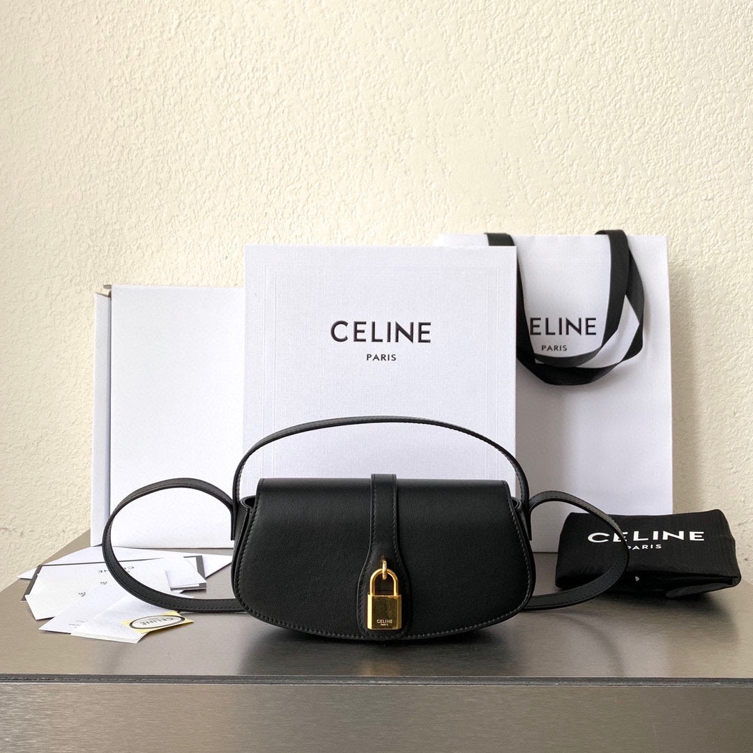 CELINE MINI 18 PADLOCK BLACK CALFSKIN BAG
