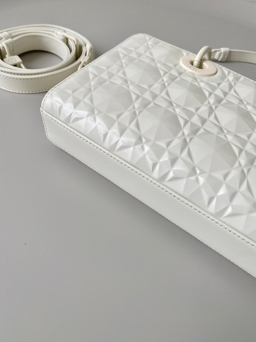 DIOR MEDIUM D-JOY BAG 26 IN WHITE CALFSKIN