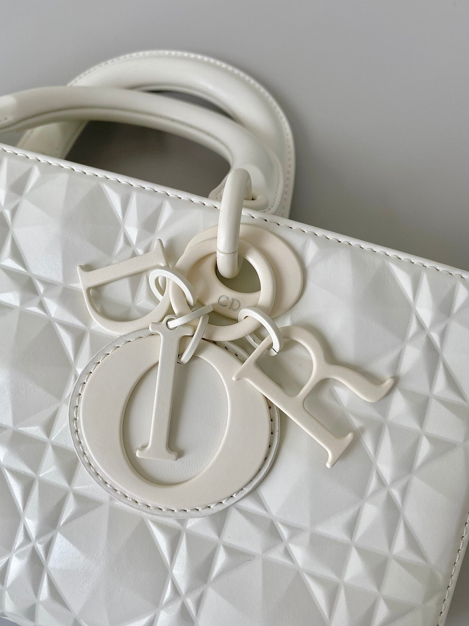 DIOR MEDIUM D-JOY BAG 26 IN WHITE CALFSKIN