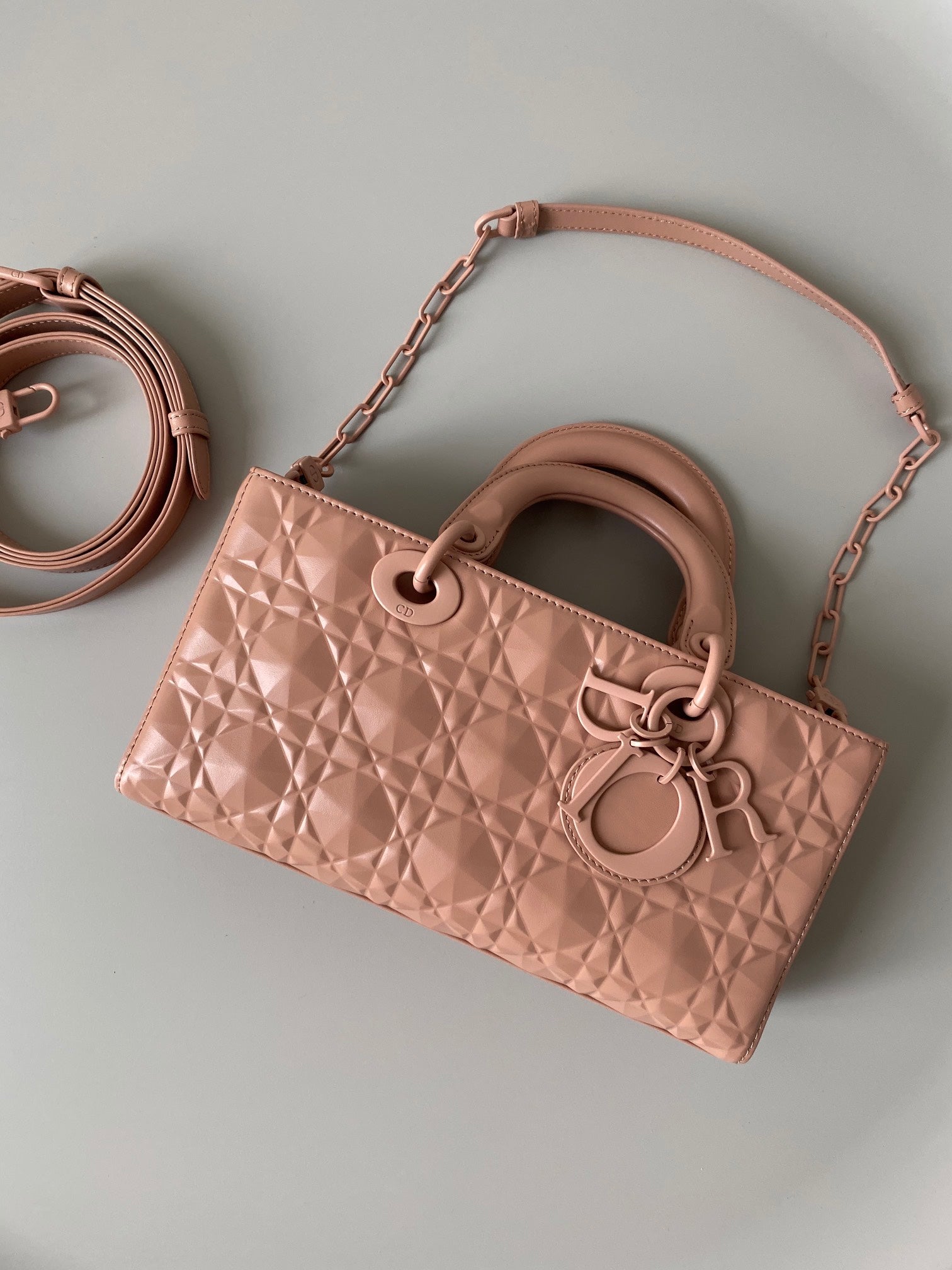 DIOR MEDIUM D-JOY BAG 26 IN DESSERT SAND CALFSKIN