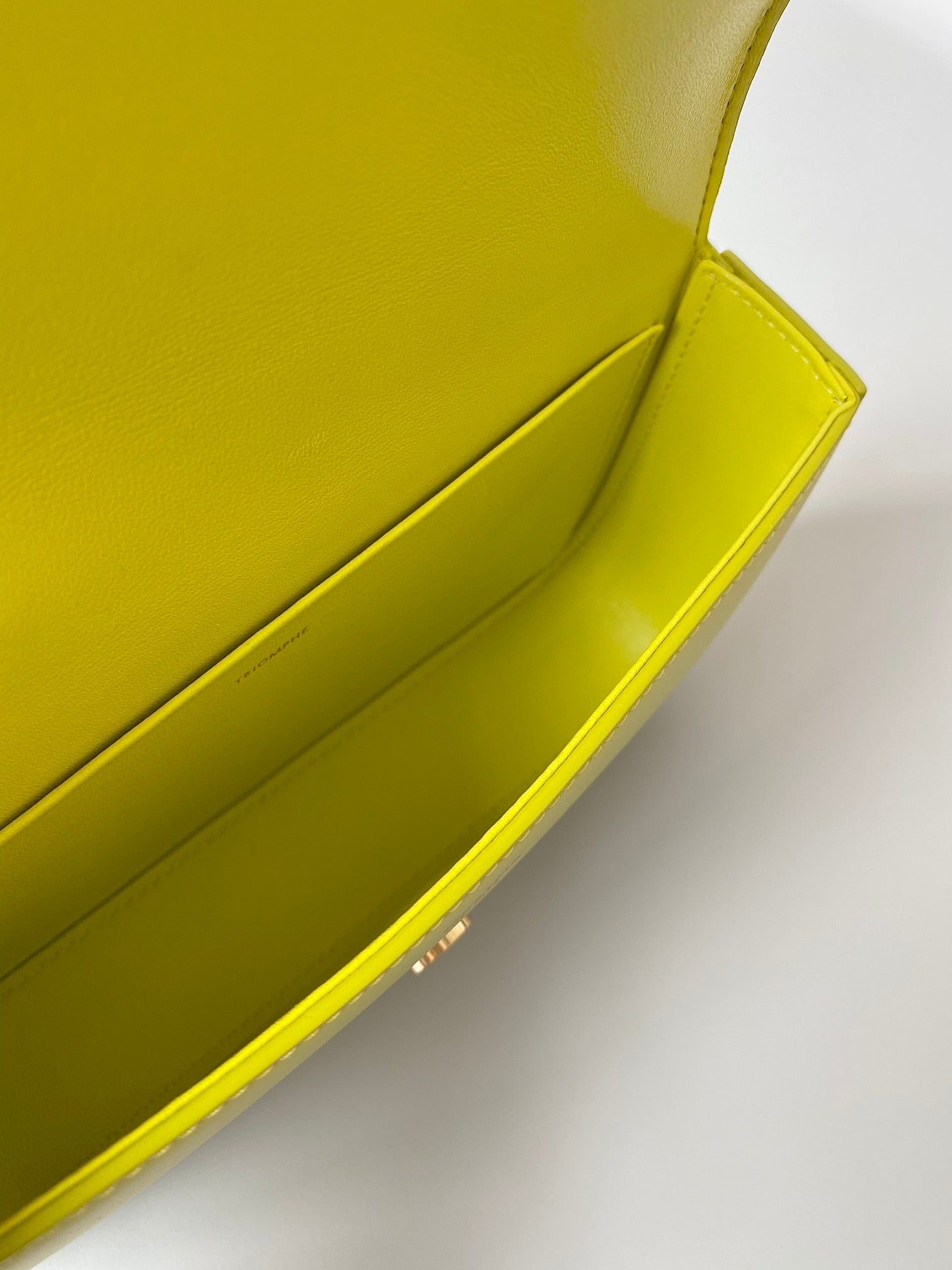CELINE 20 CHAIN EMBOSSED ARMPIT BAG CHARTREUSE YELLOW CALFSKIN