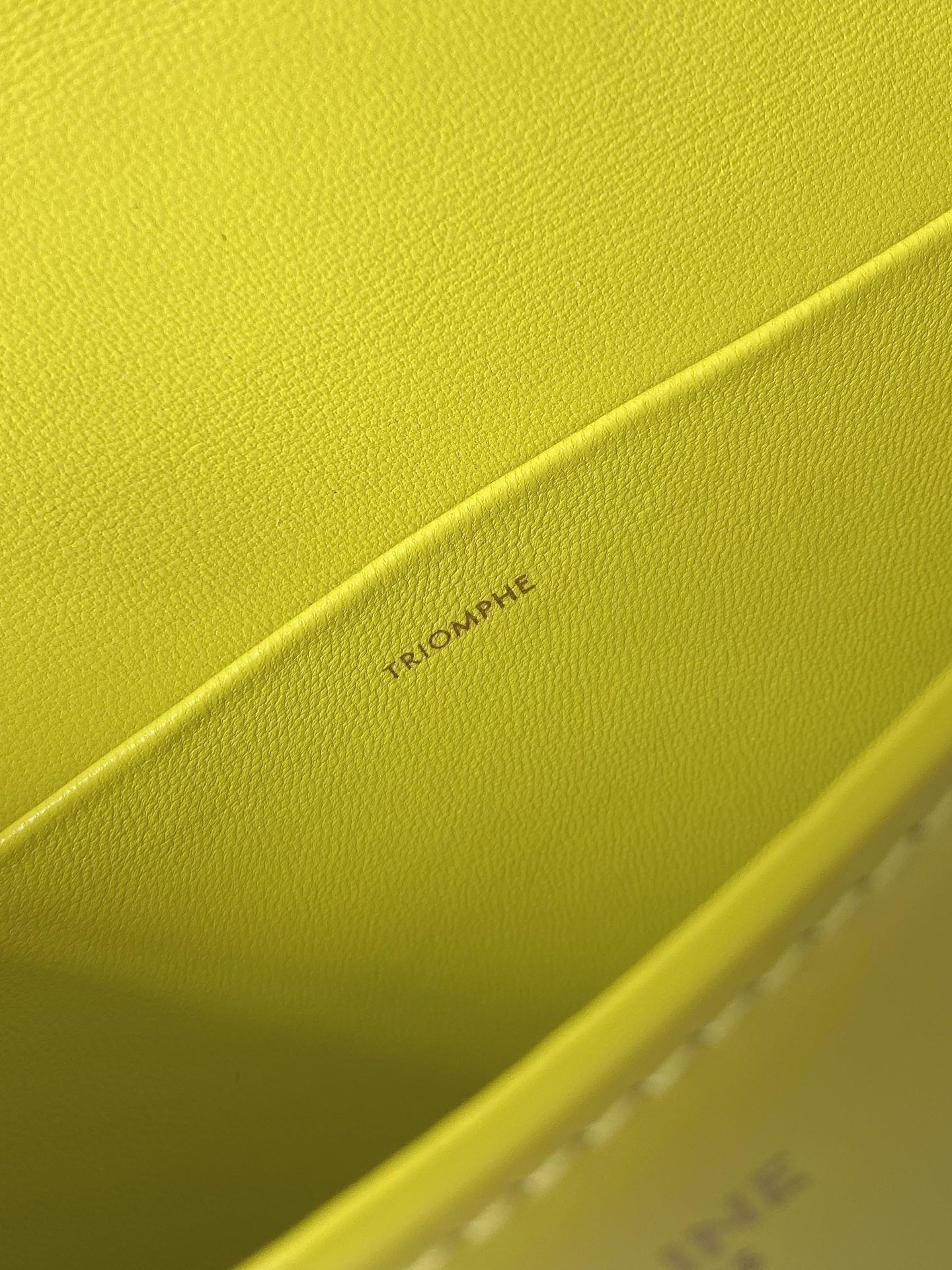 CELINE 20 CHAIN EMBOSSED ARMPIT BAG CHARTREUSE YELLOW CALFSKIN