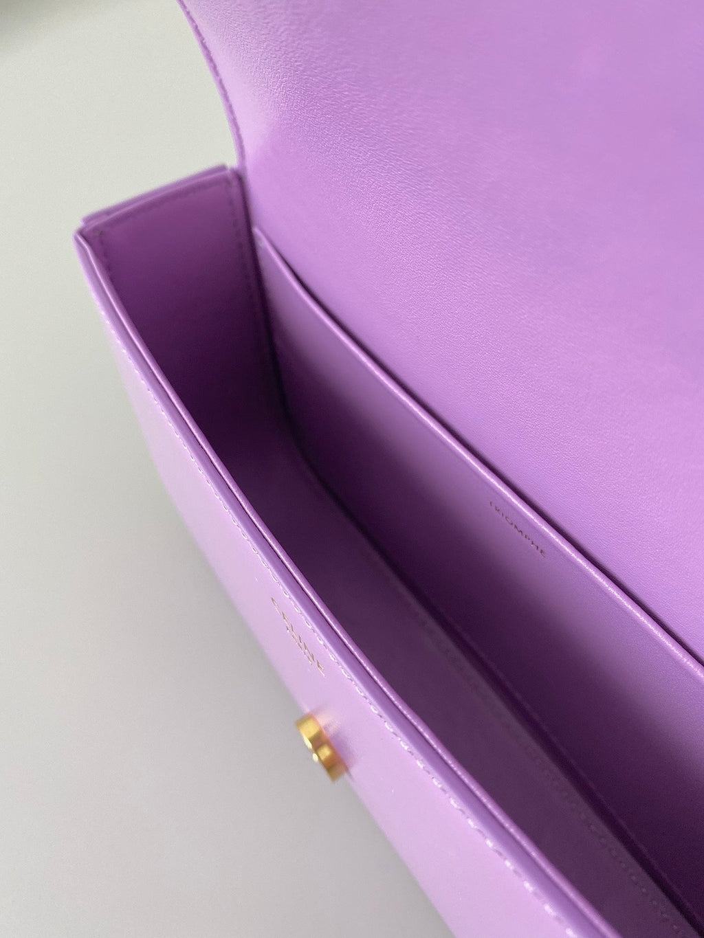 CELINE 20 CHAIN EMBOSSED ARMPIT BAG PURPLE CALFSKIN