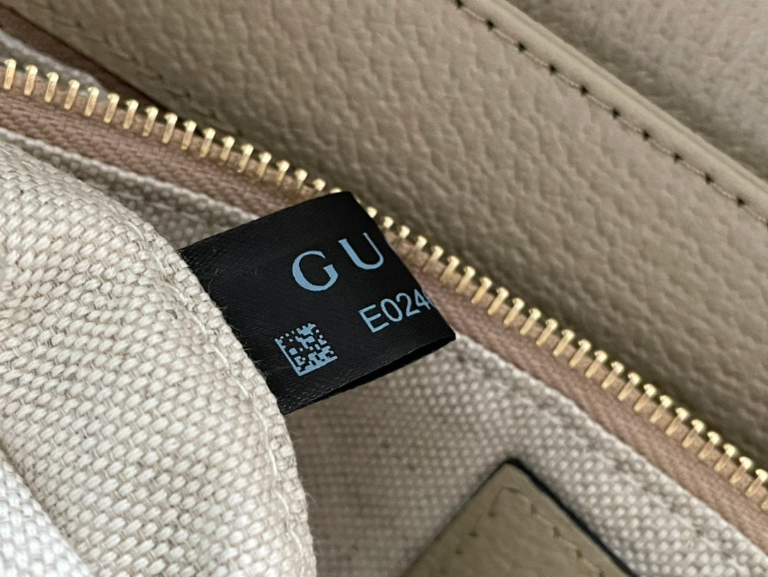 GUCCI HORSEBIT 1955 SADDLE BAG 25 IN WHITE CANVAS AND BEIGE CALFSKIN