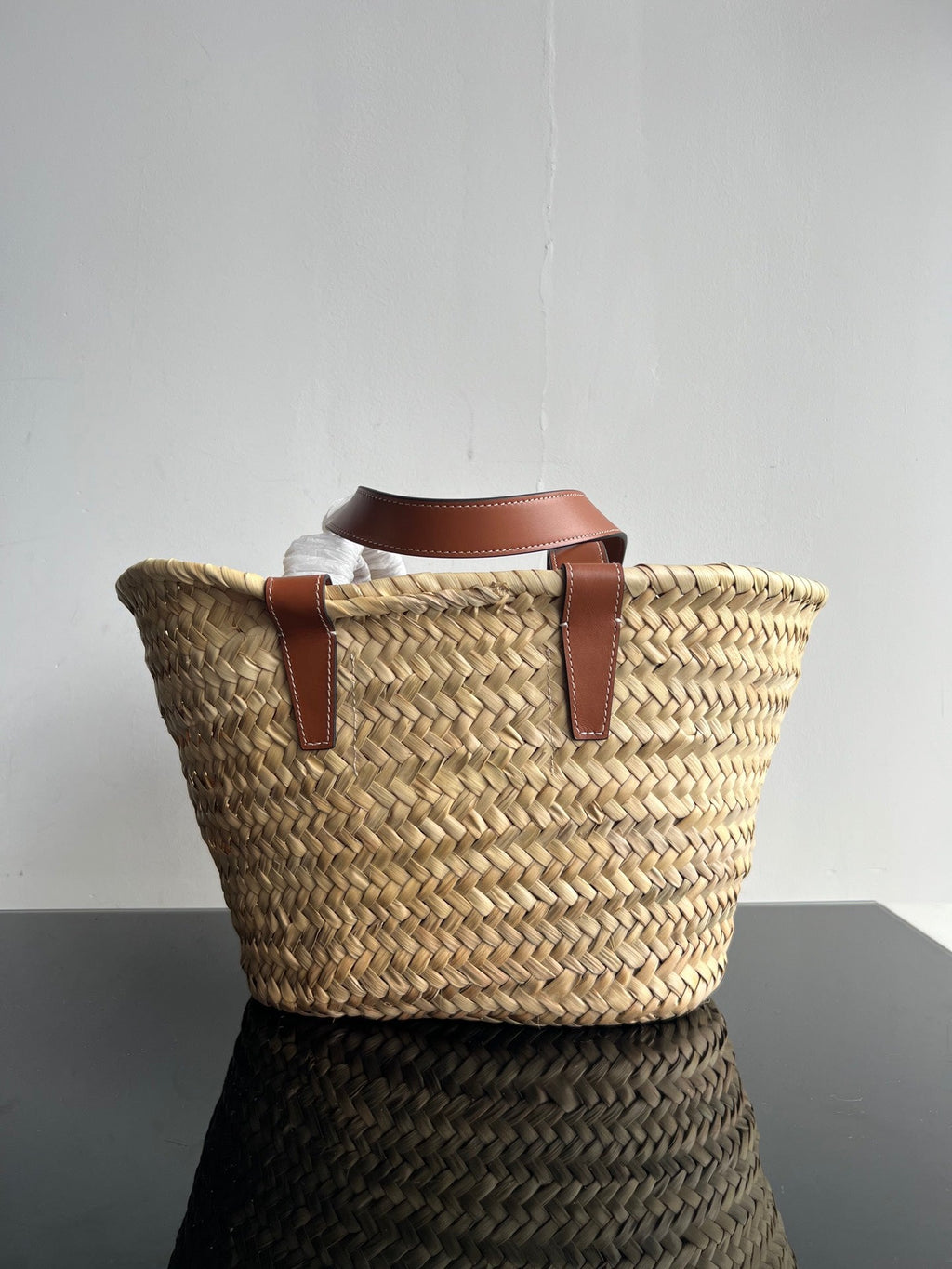 CELINE TRIOMPHE 35 BEIGE MOROCCAN RAFFIA FIBERS BAG