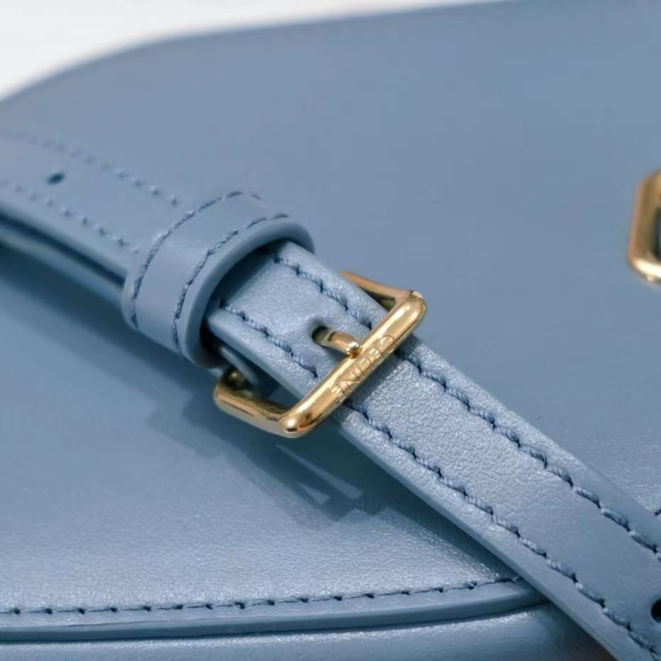 CELINE SQUARE BOX CROSSBODY BAG 11 AZURE BLUE CALFSKIN