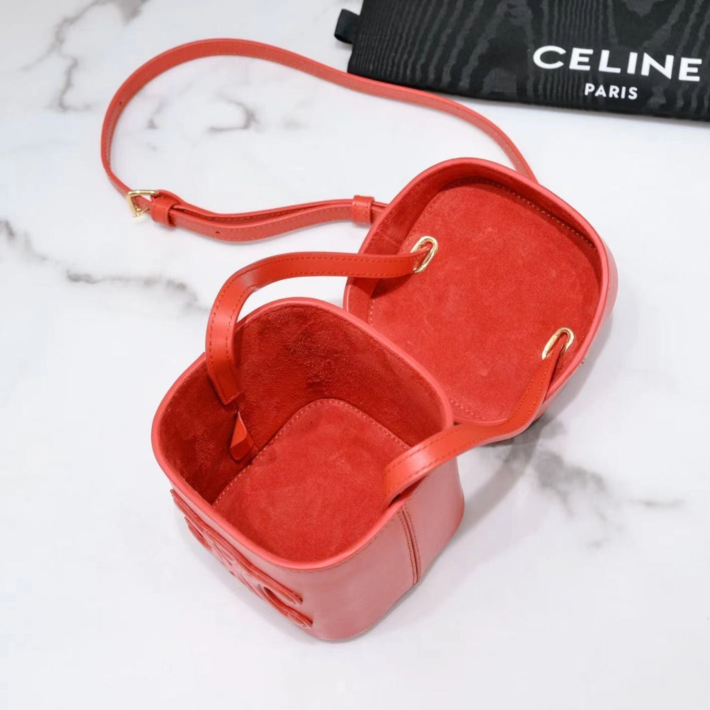 CELINE SQUARE BOX CROSSBODY BAG 11 FIRE ORANGE CALFSKIN