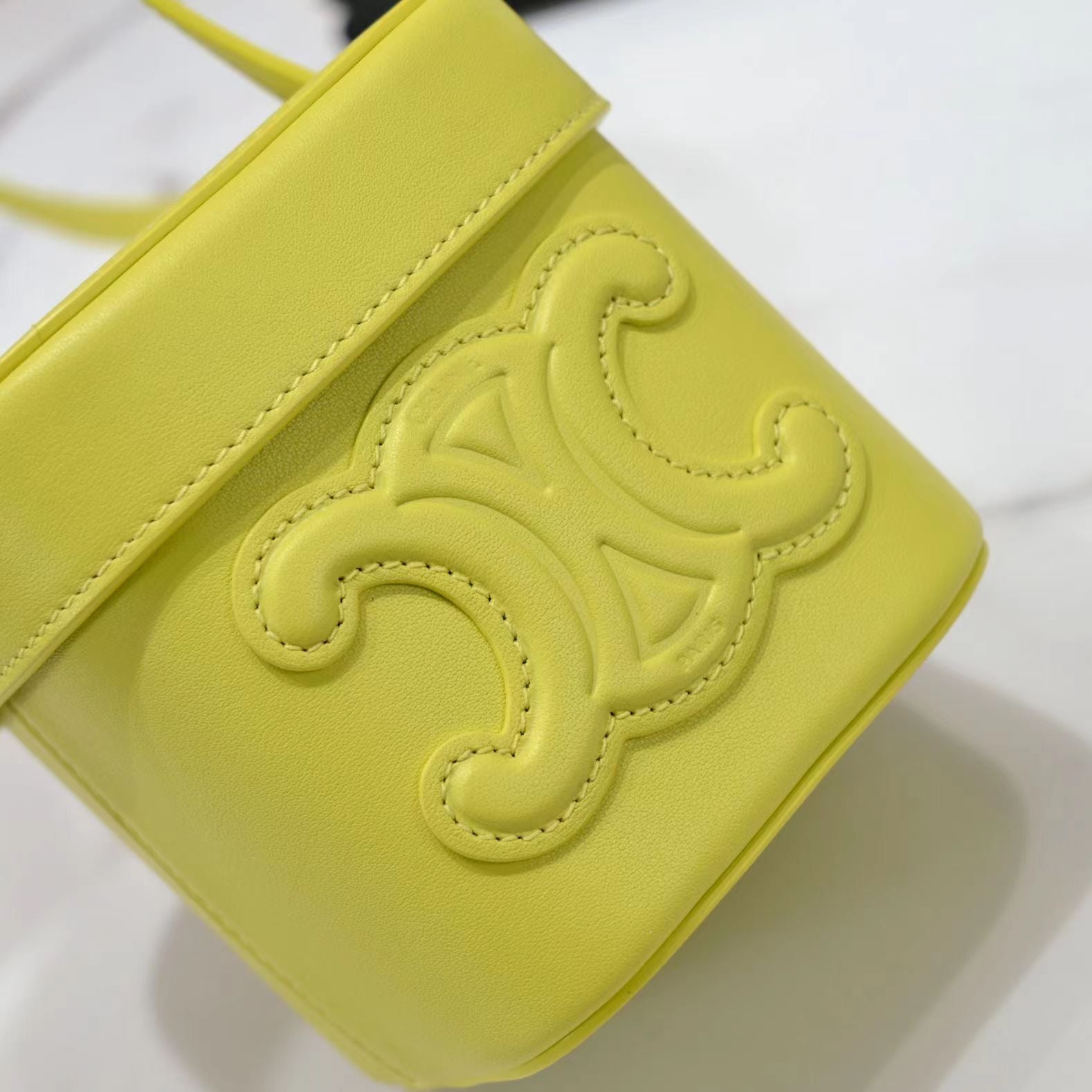 CELINE SQUARE BOX CROSSBODY BAG 11 LEMON YELLOW  CALFSKIN
