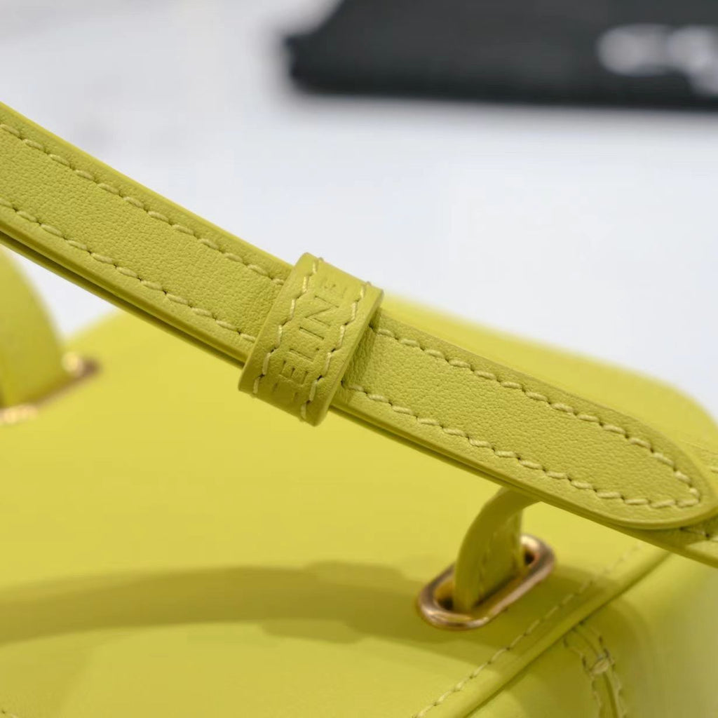 CELINE SQUARE BOX CROSSBODY BAG 11 LEMON YELLOW  CALFSKIN