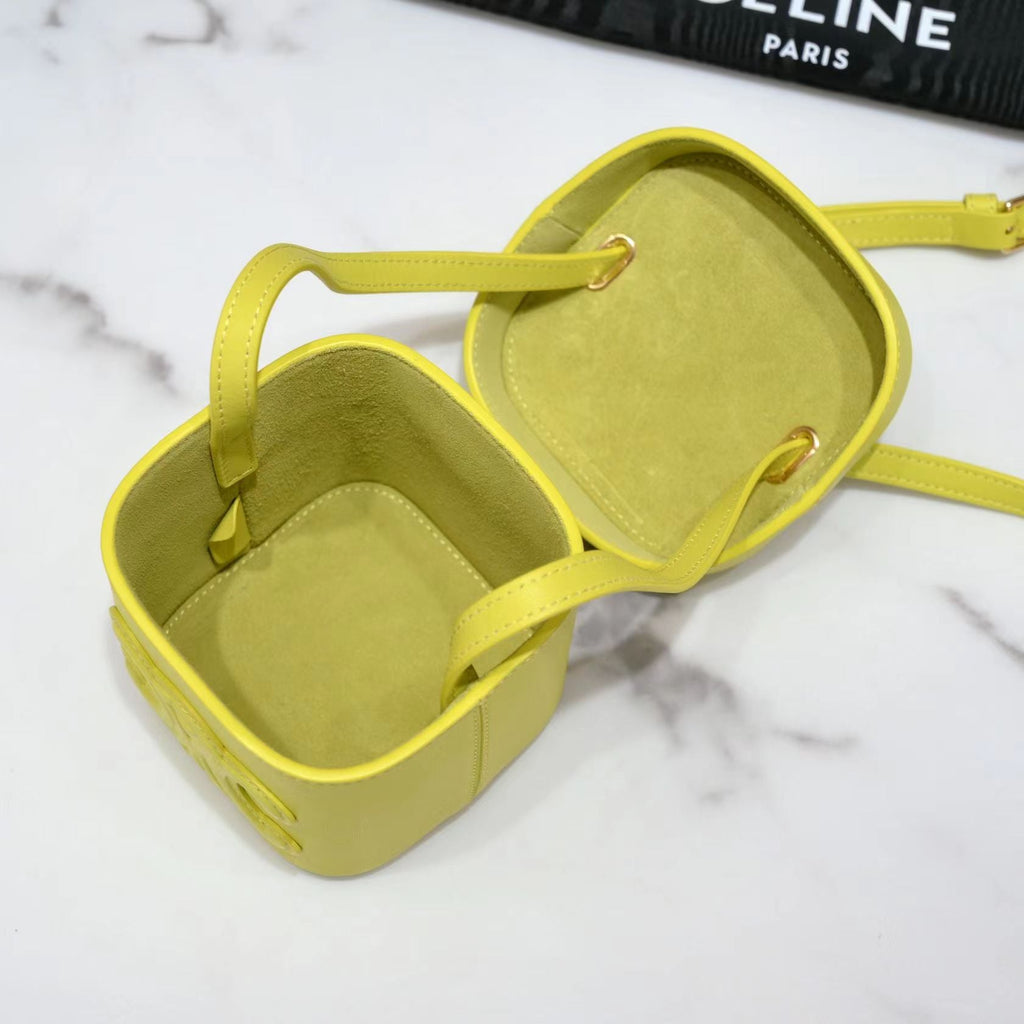 CELINE SQUARE BOX CROSSBODY BAG 11 LEMON YELLOW  CALFSKIN