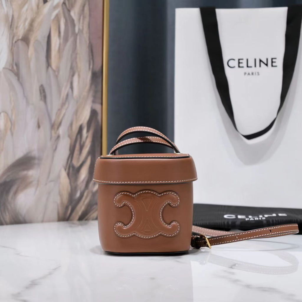 CELINE SQUARE BOX CROSSBODY BAG 11 CINNAMON BROWN CALFSKIN