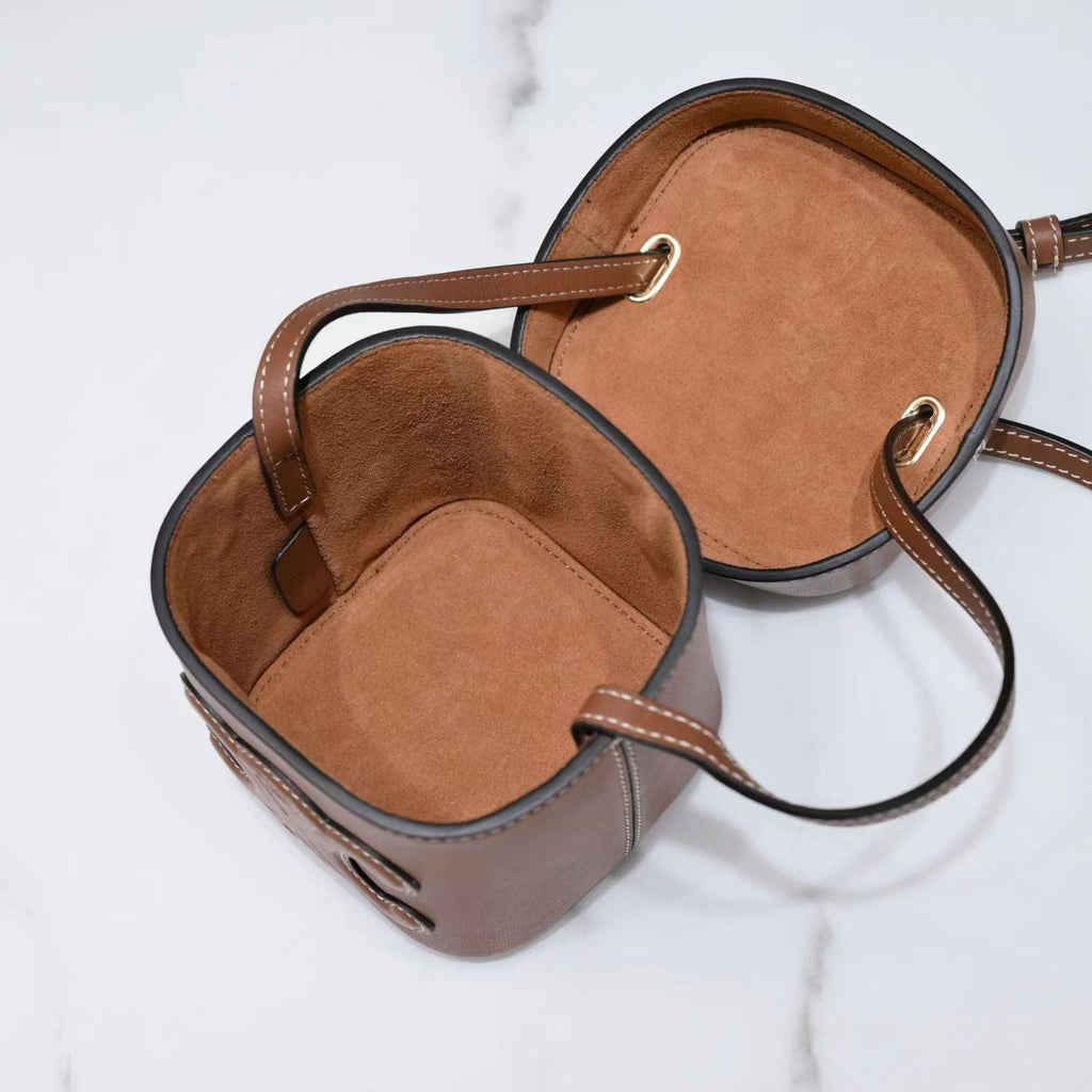 CELINE SQUARE BOX CROSSBODY BAG 11 CINNAMON BROWN CALFSKIN
