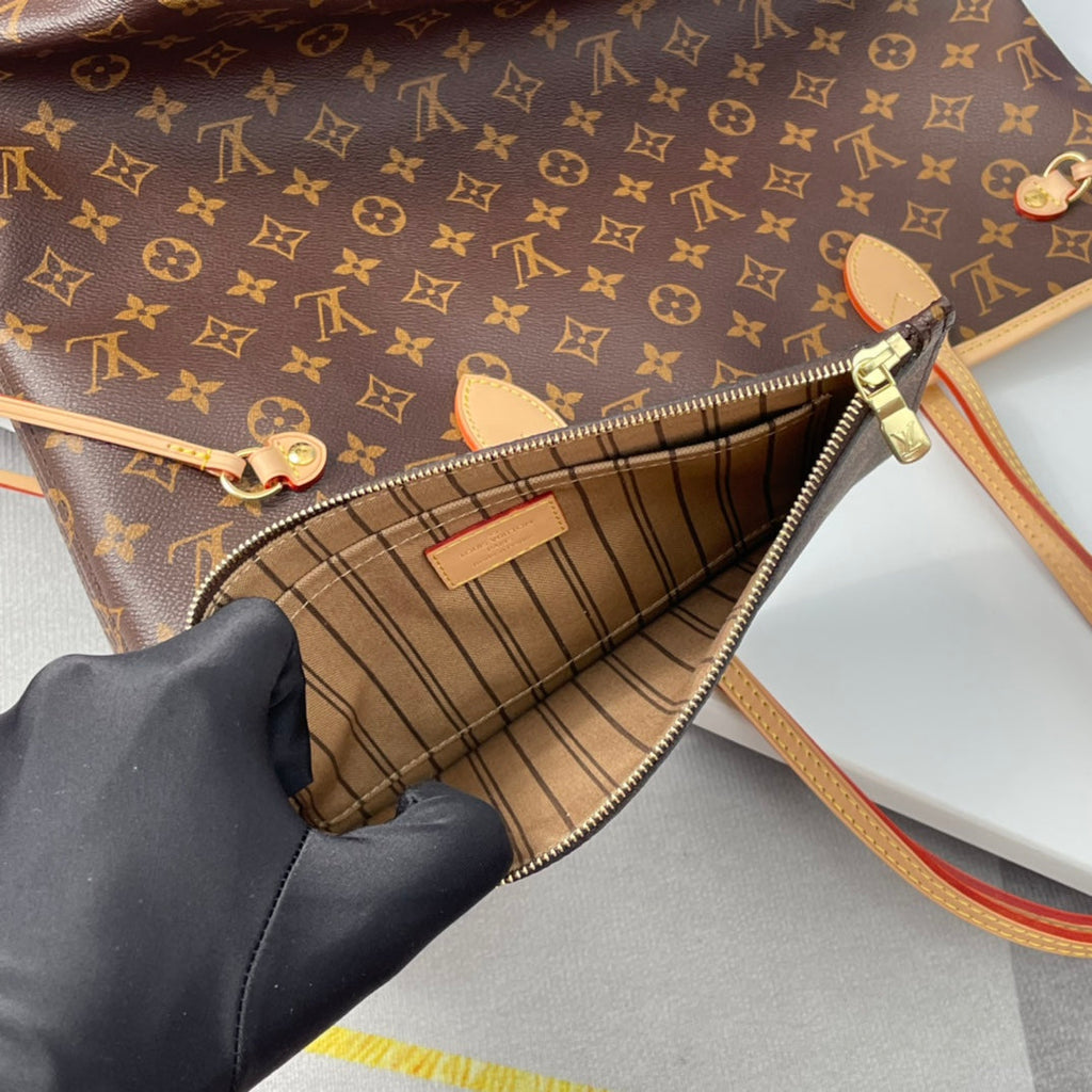 LOUIS VUITTON NEVERFULL MM 32 BROWN BEIGE MONOGRAM CANVAS