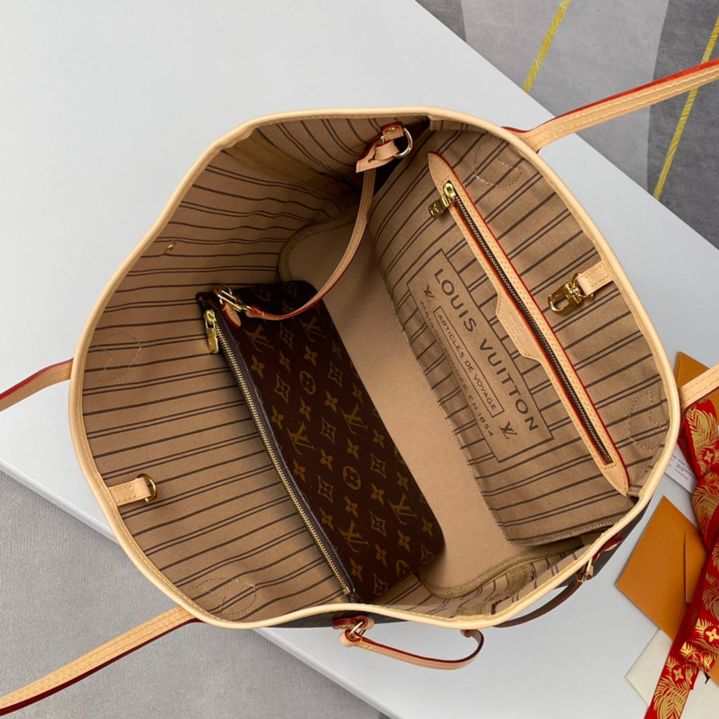 LOUIS VUITTON NEVERFULL MM 32 BROWN BEIGE MONOGRAM CANVAS