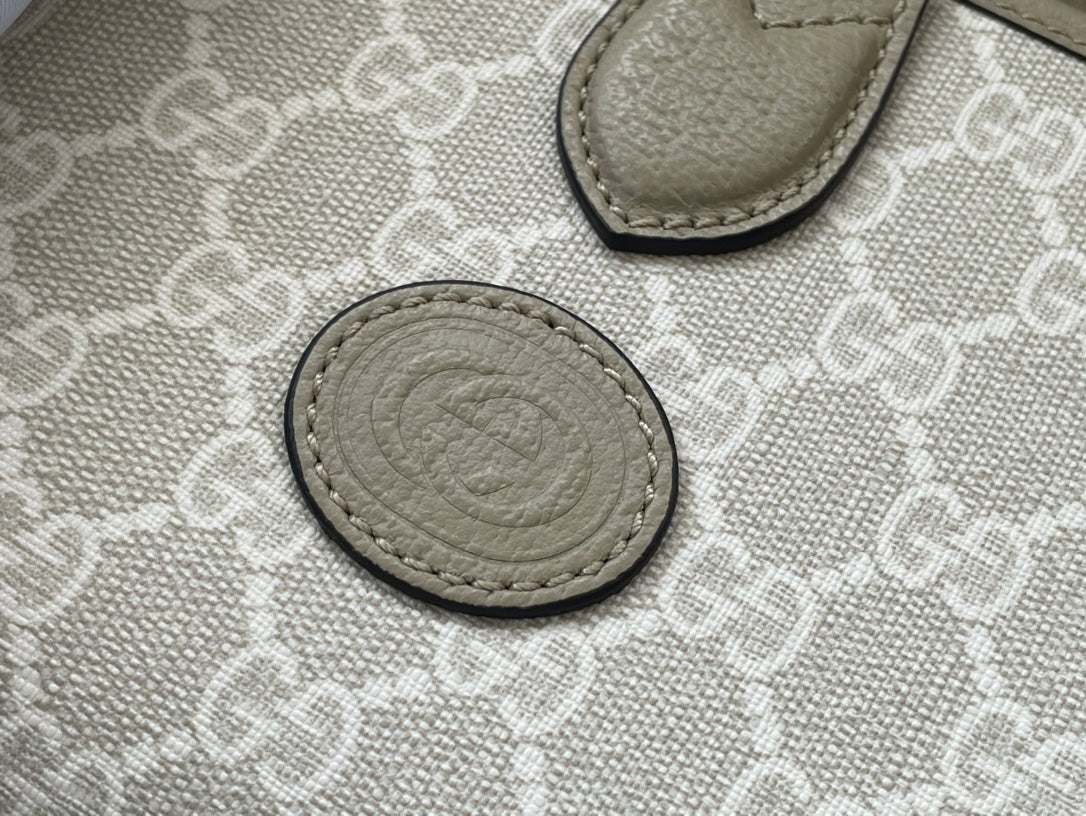 GUCCI MINI CROSSBODY 20 BAG WITH INTERLOCKING G IN BEIGE CANVAS