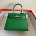 HERMES KELLY MINI 20 BAG IN EMERALD GREEN CALFSKIN WITH GOLD HARDWARE