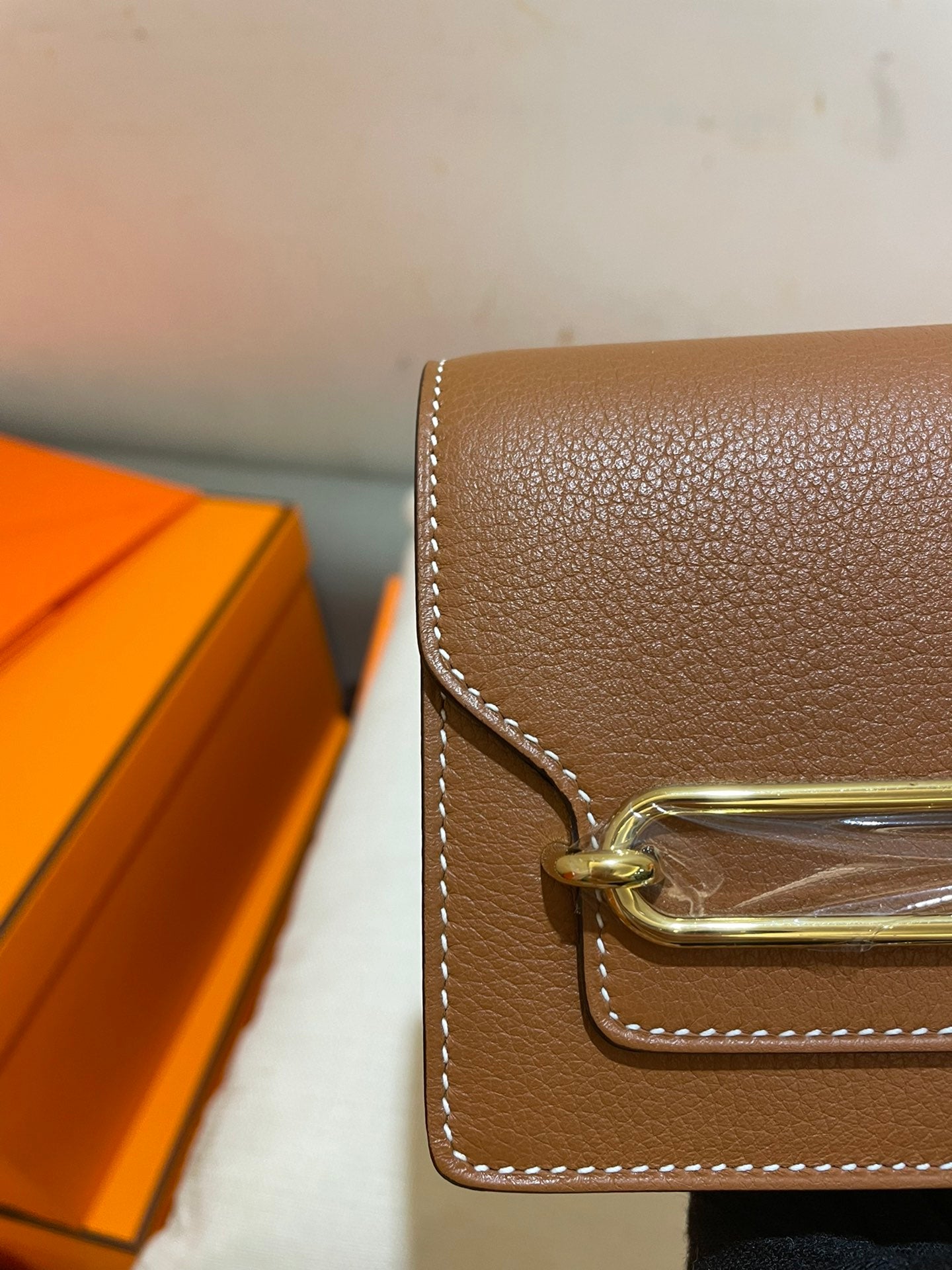 HERMES RoulisSlim Wallet 12.7 Tan Calfskin Ghw