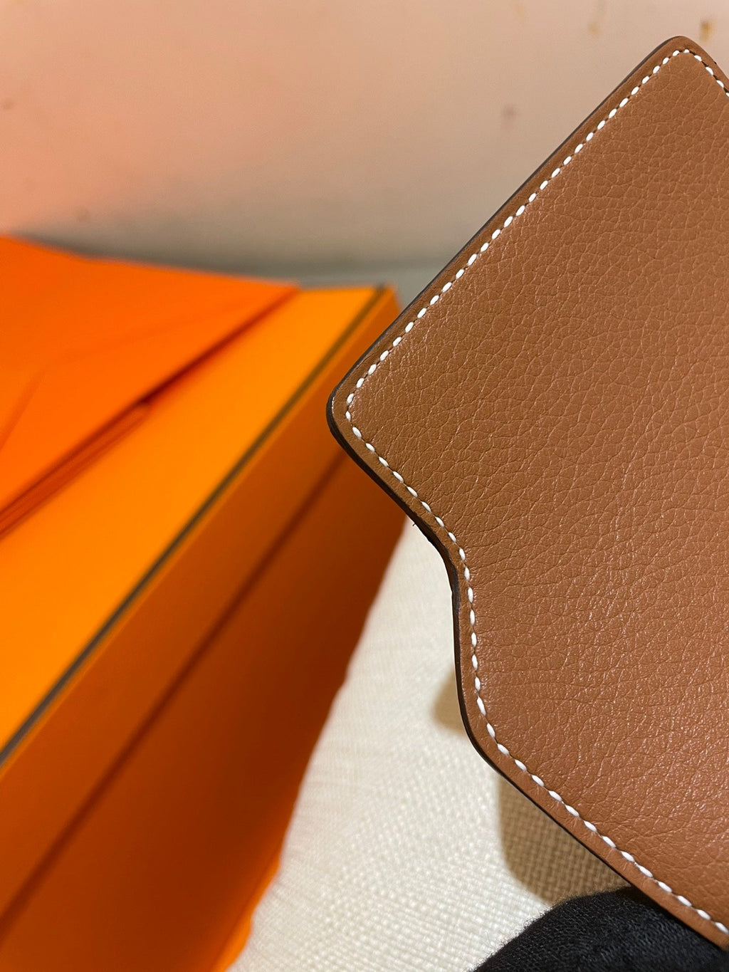 HERMES RoulisSlim Wallet 12.7 Tan Calfskin Ghw