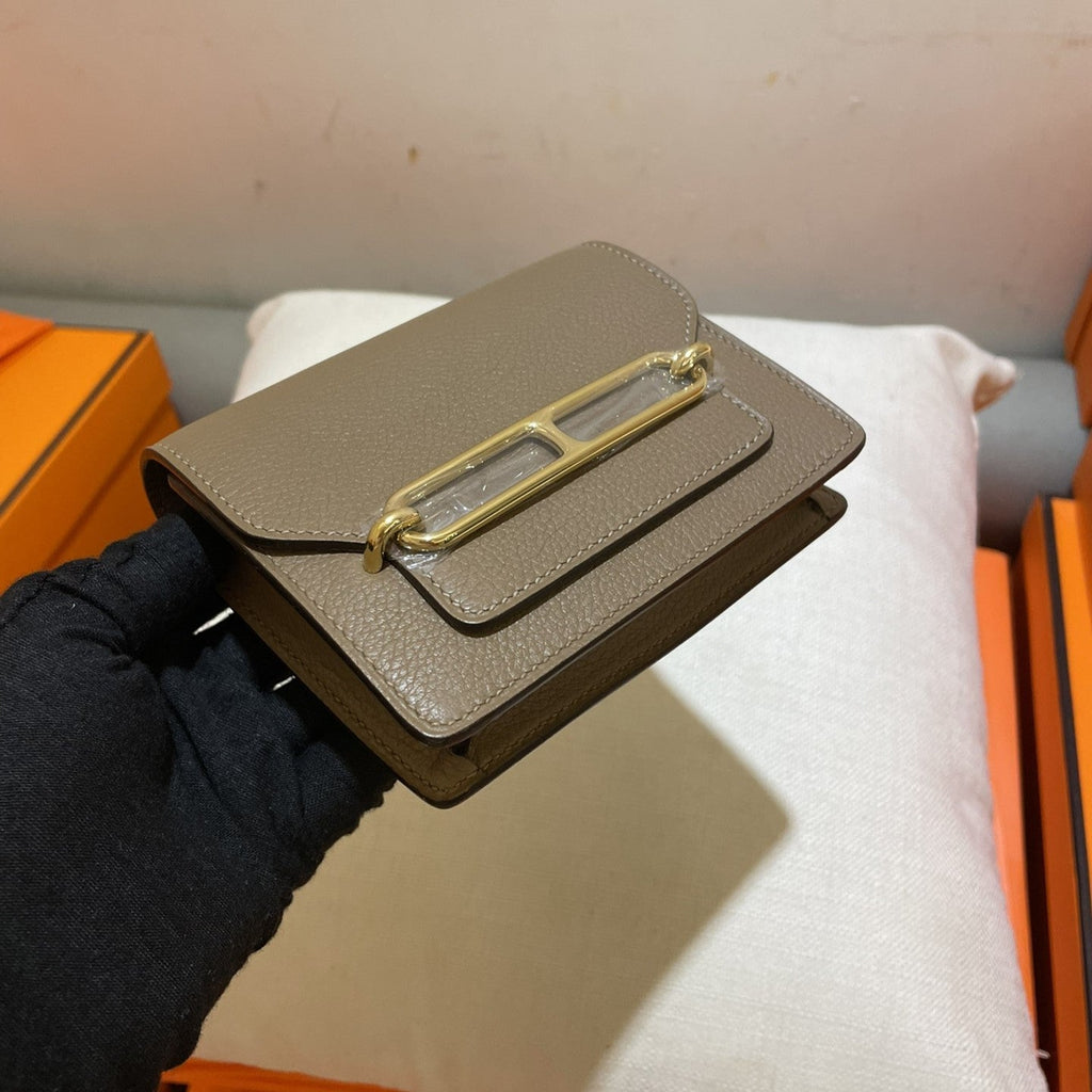 HERMES RoulisSlim Wallet 12.7 Brown Calfskin Ghw