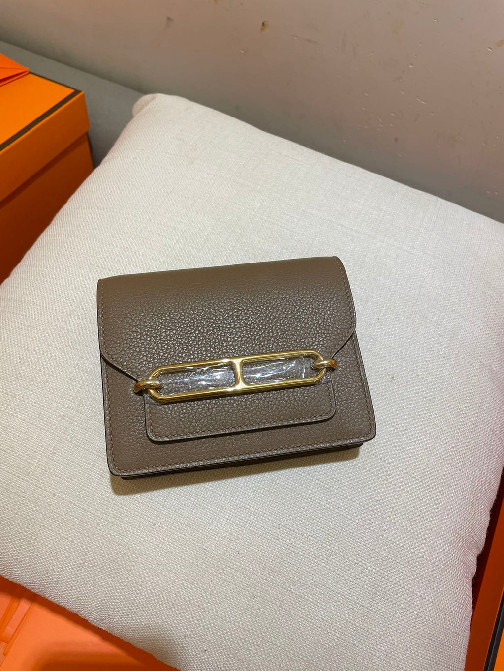 HERMES RoulisSlim Wallet 12.7 Brown Calfskin Ghw
