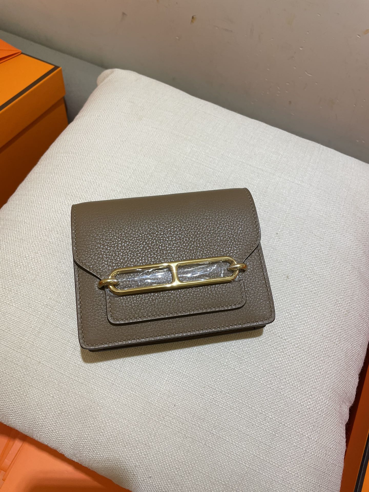 HERMES RoulisSlim Wallet 12.7 Brown Calfskin Ghw