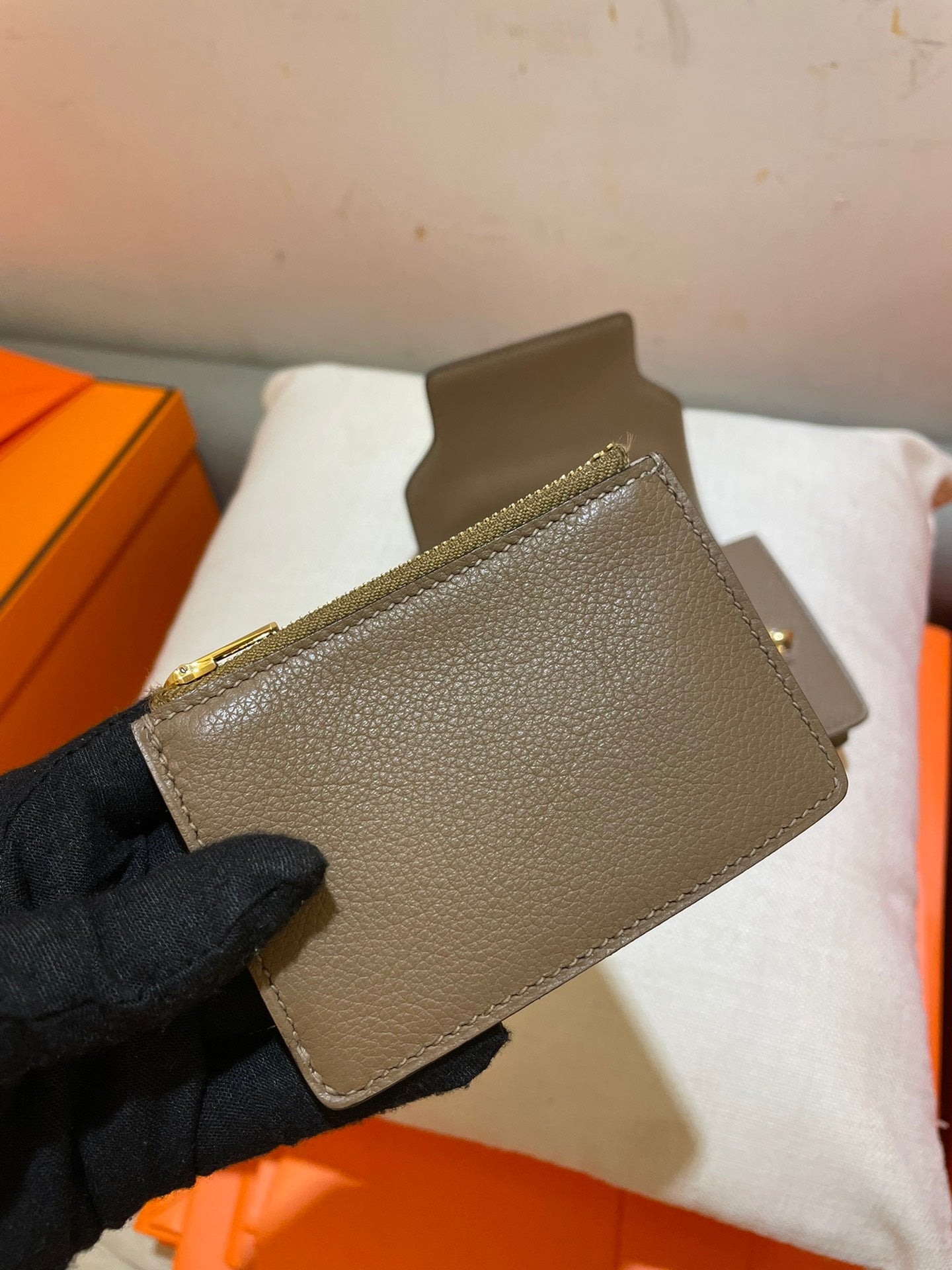 HERMES RoulisSlim Wallet 12.7 Brown Calfskin Ghw