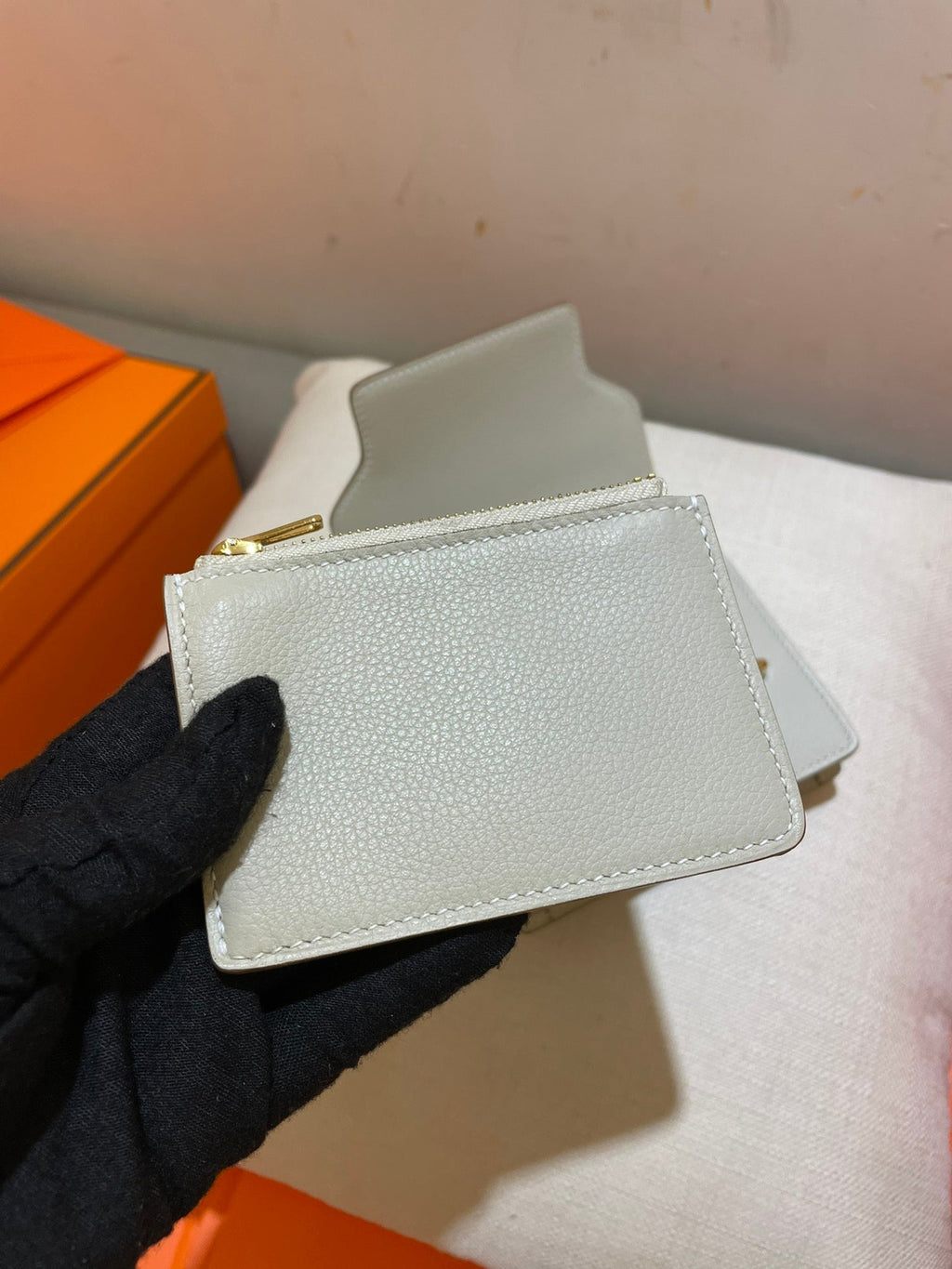 HERMES RoulisSlim Wallet 12.7 White Calfskin Ghw