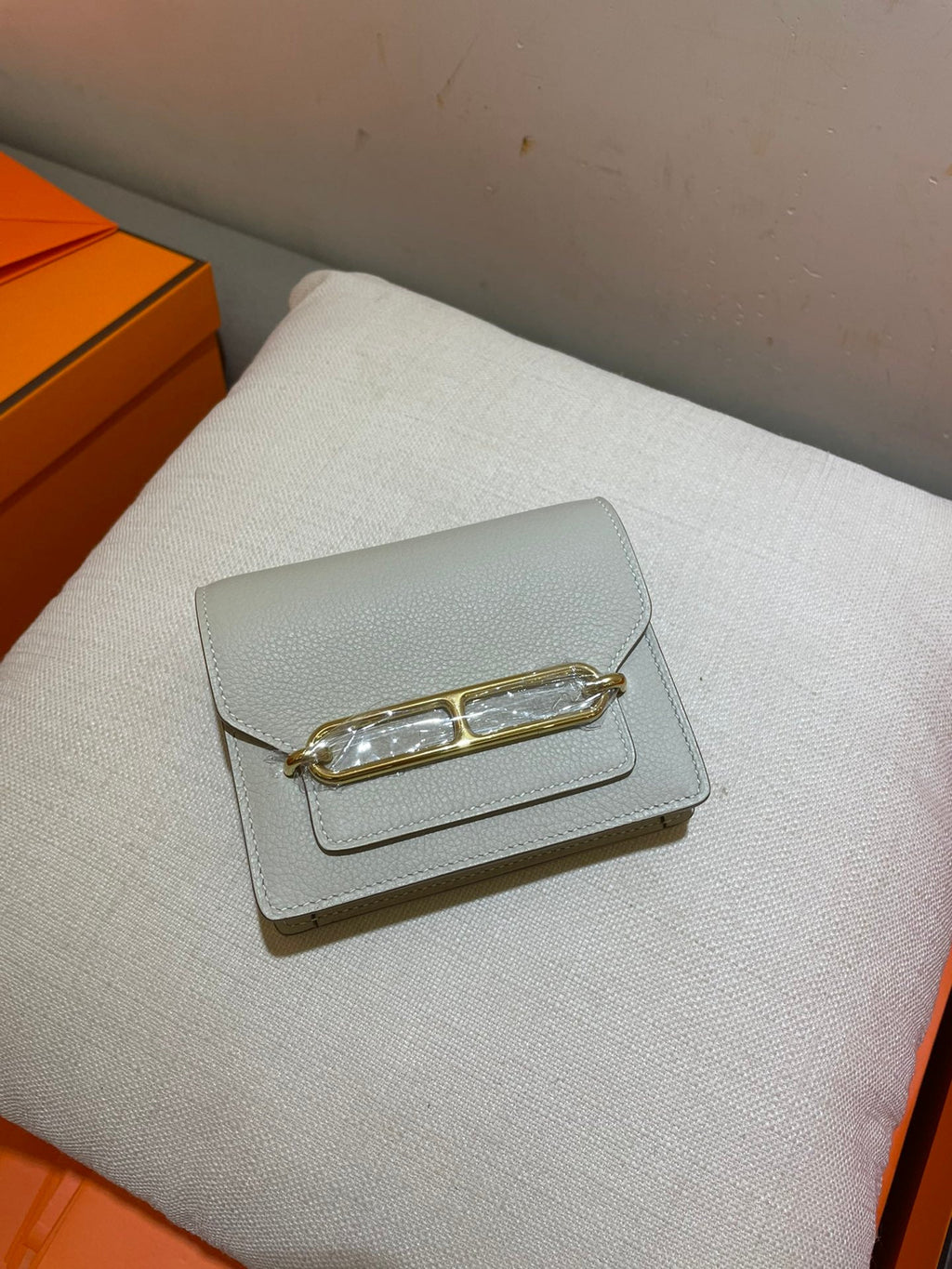 HERMES RoulisSlim Wallet 12.7 White Calfskin Ghw