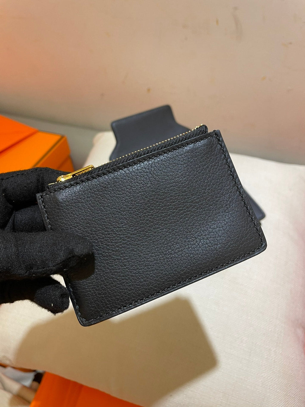 HERMES RoulisSlim Wallet 12.7 Black Calfskin