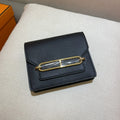 HERMES RoulisSlim Wallet 12.7 Black Calfskin