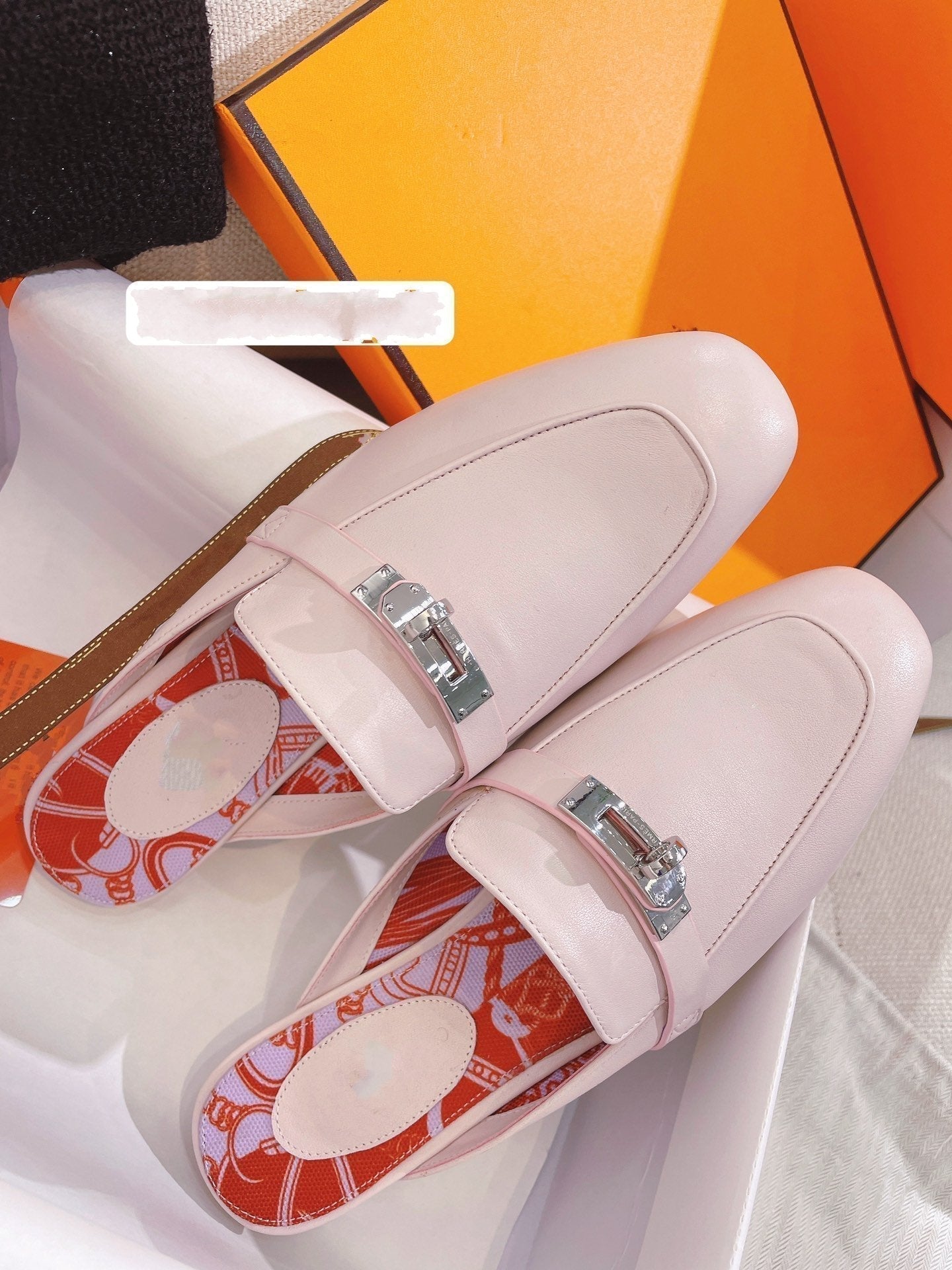HERMES 0Z Mule Pink Calfskin