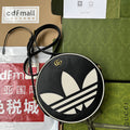 GUCCI xADIDAS OPHIDIA SHOULDER BAG 22 IN BLACK AND WHITE CALFSKIN