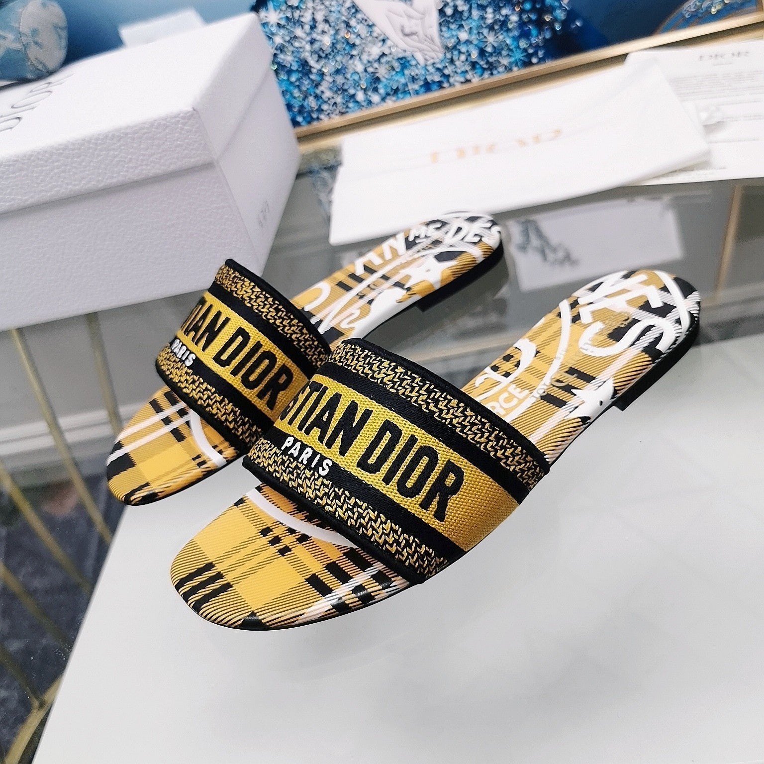 DIOR CD Mule Dway Slide 10mm Multi-motifs Style 32