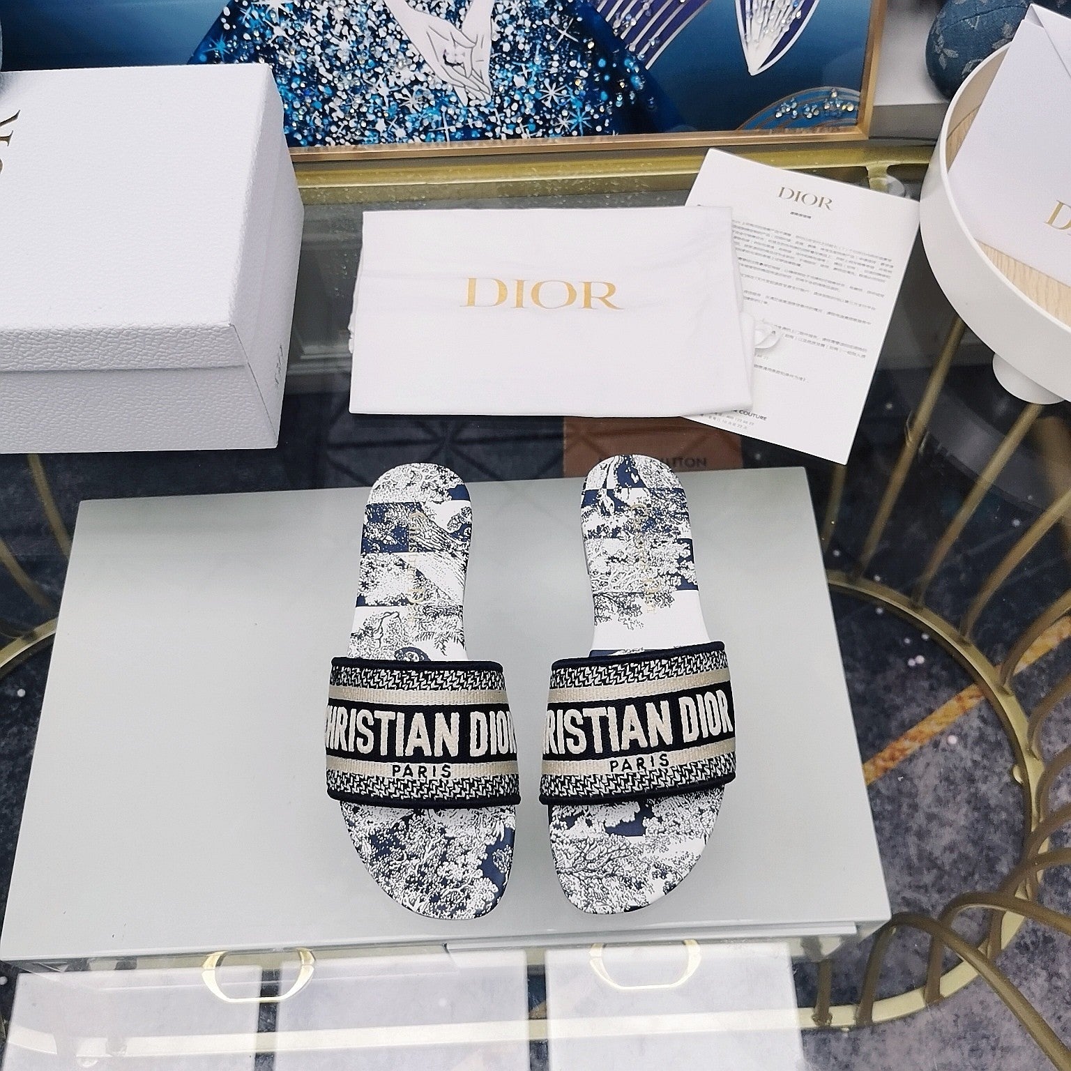 DIOR CD Mule Dway Slide 10mm Multi-motifs Style 29