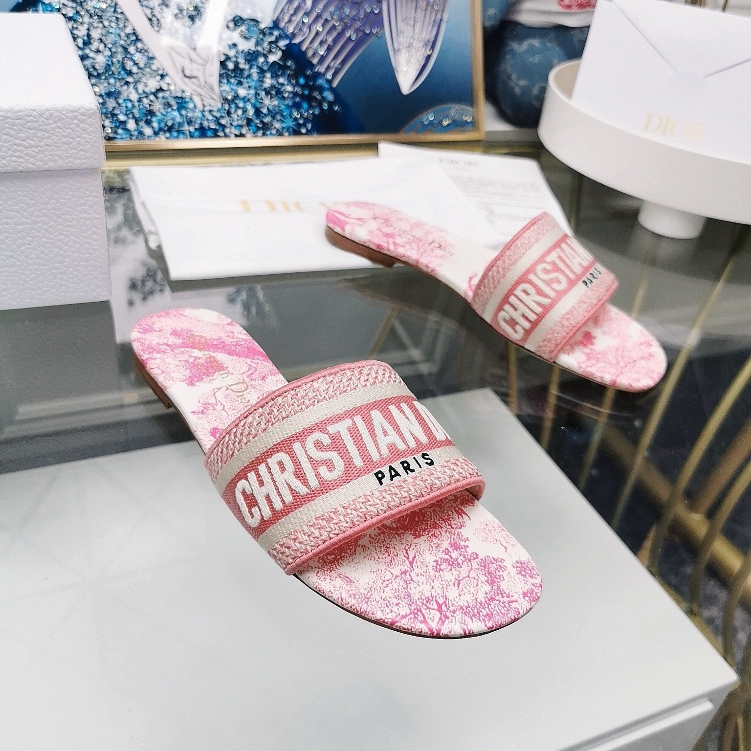 DIOR CD Mule Dway Slide 10mm Multi-motifs Style 28