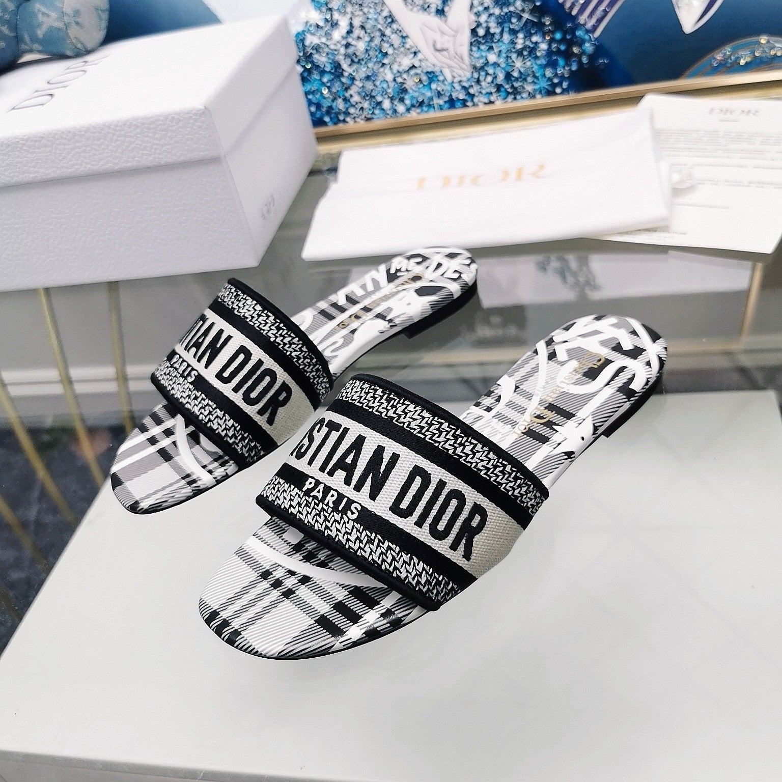 DIOR CD Mule Dway Slide 10mm Multi-motifs Style 31