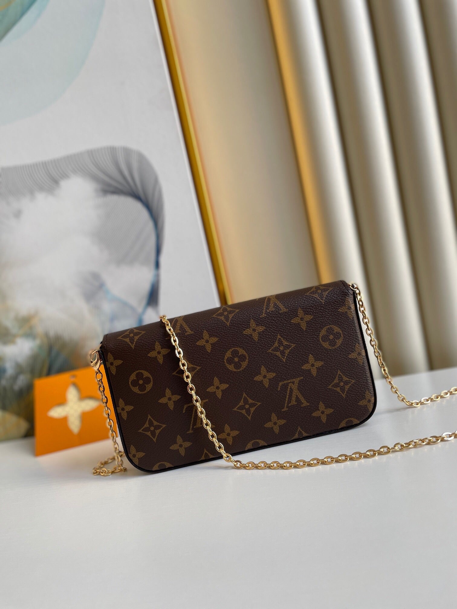 LOUIS VUITTON FÉLICIE POCHETTE 21 IN BROWN MONOGRAM CANVAS GOLD HARDWARE
