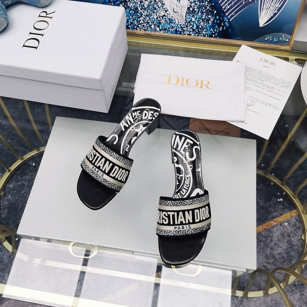 DIOR CD Mule Dway Heeled Slide 45mm Style 46