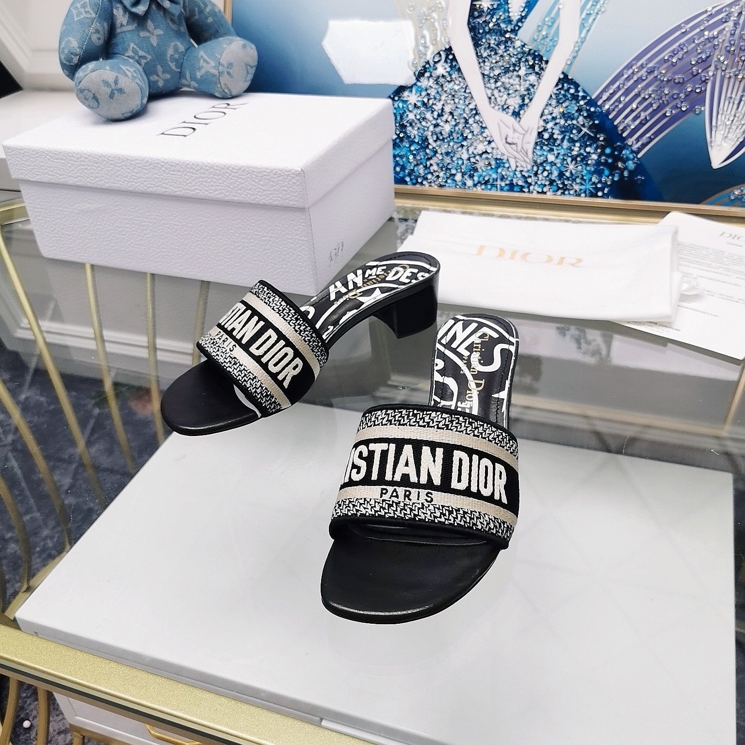 DIOR CD Mule Dway Heeled Slide 45mm Style 46