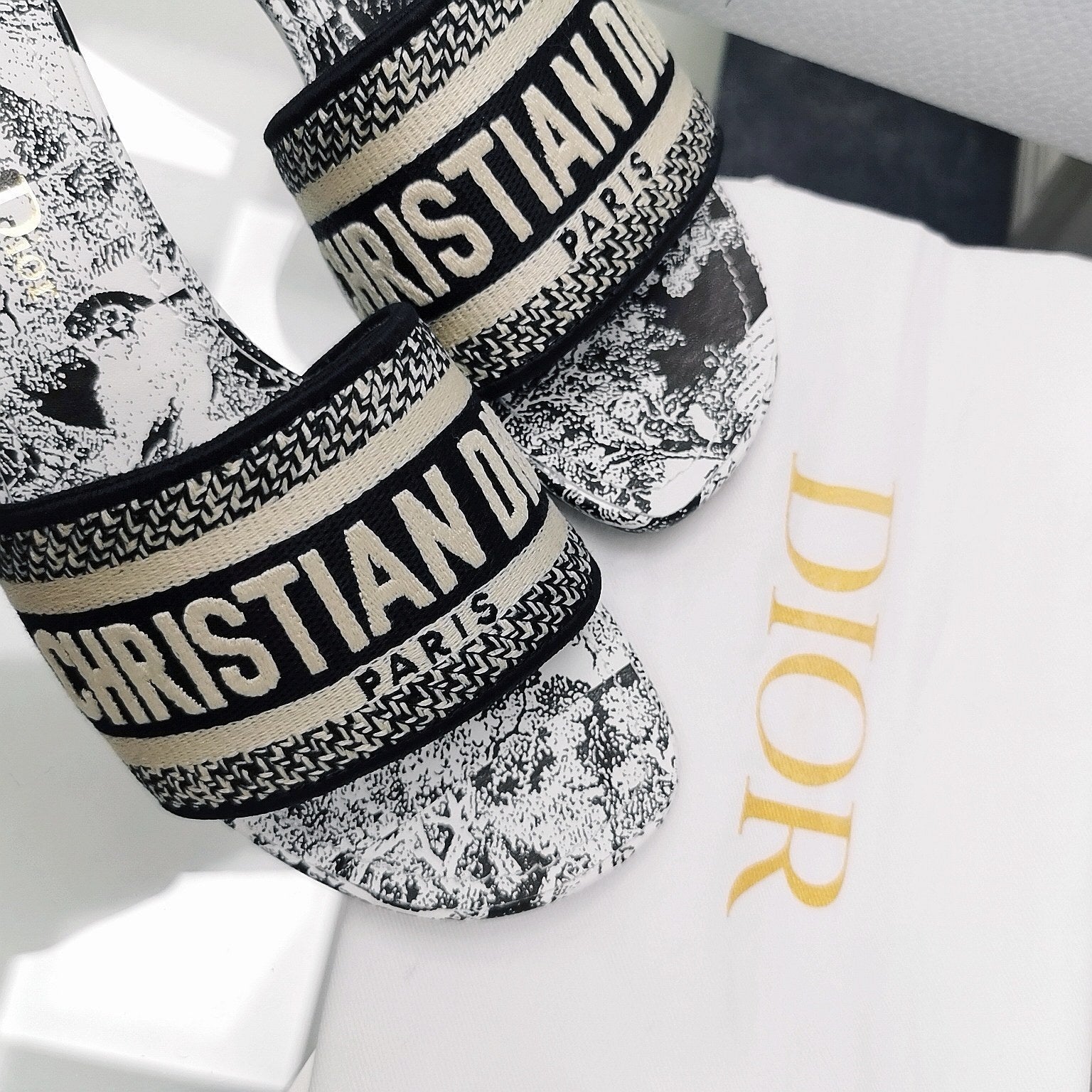 DIOR CD Mule Dway Heeled Slide 45mm Style 42