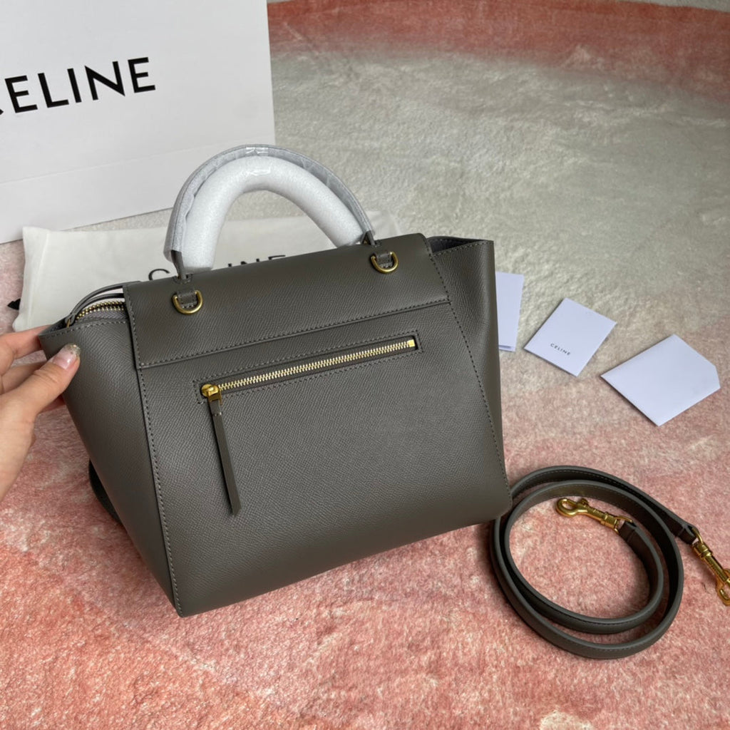 CELINE FISH BAG 24 GREY LEATHER
