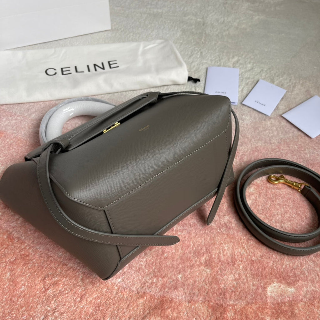 CELINE FISH BAG 24 GREY LEATHER