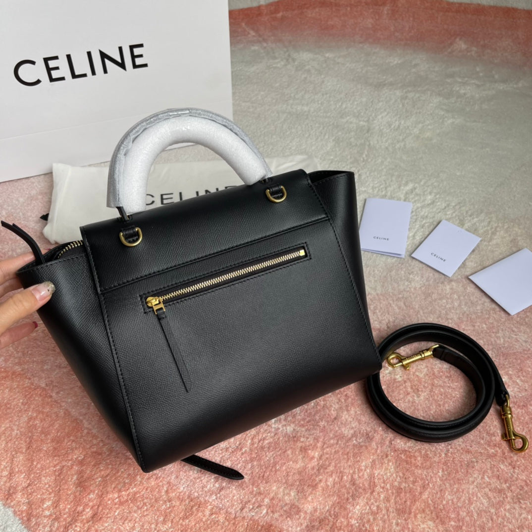 CELINE FISH BAG 24 BLACK COWHIDE LEATHER