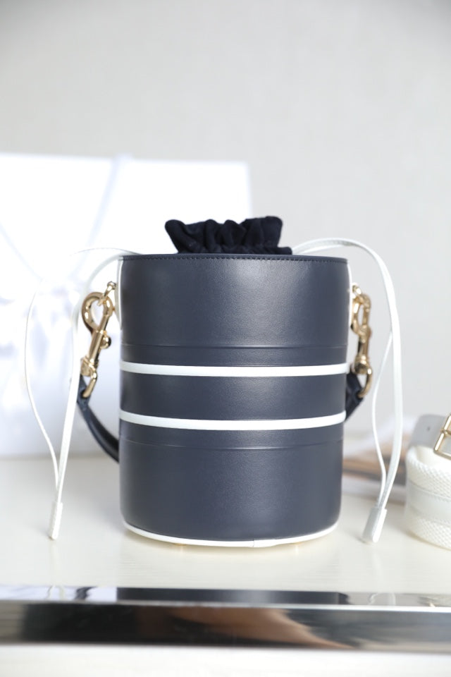 DIOR VIBE 18 BUCKET BAG IN BLACK CALFSKIN