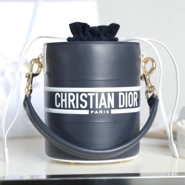 DIOR VIBE 18 BUCKET BAG IN BLACK CALFSKIN