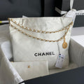 CHANEL LARGE 42 HANDBAG IN WHITE SHINY CALFSKIN GOLD HARDWARE