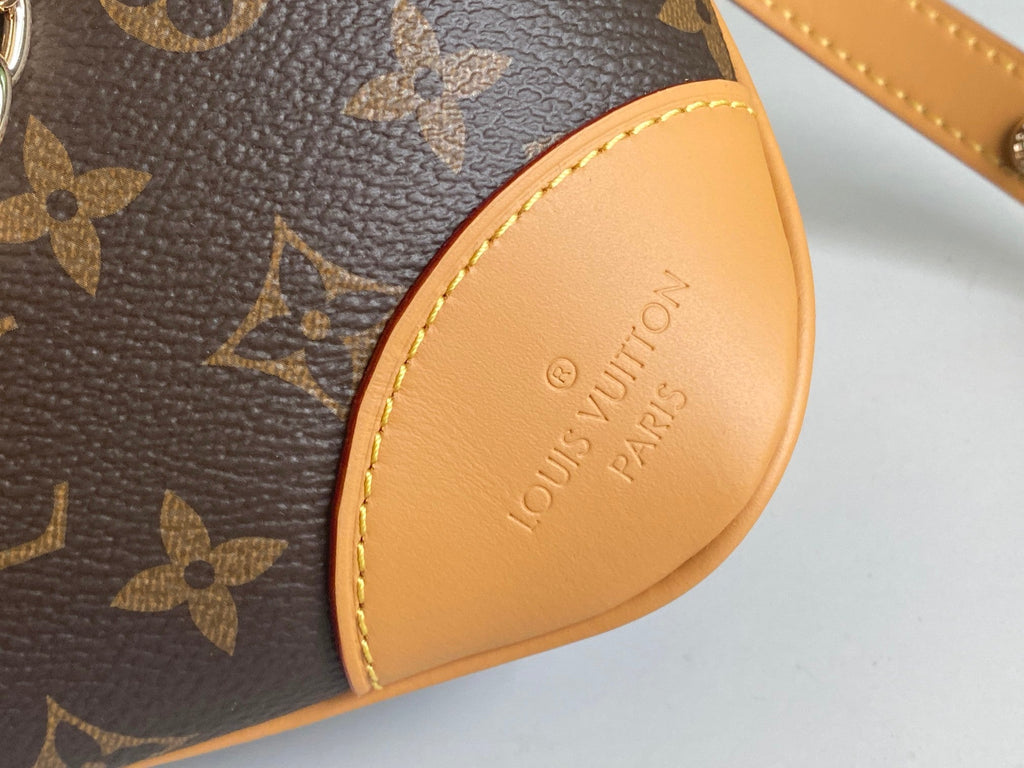 LOUIS VUITTON LV 25S BOULOGNE 29 IN BROWN MONOGRAM CANVAS LEATHER TRIM GOLD HARDWARE