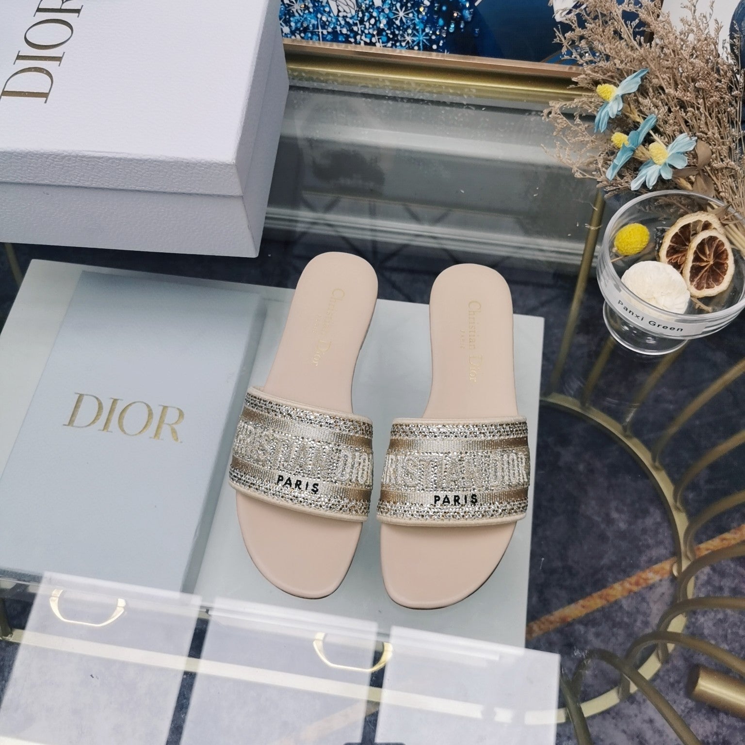 DIOR CD Mule Dway Slide 10mm Multi-motifs Style 22