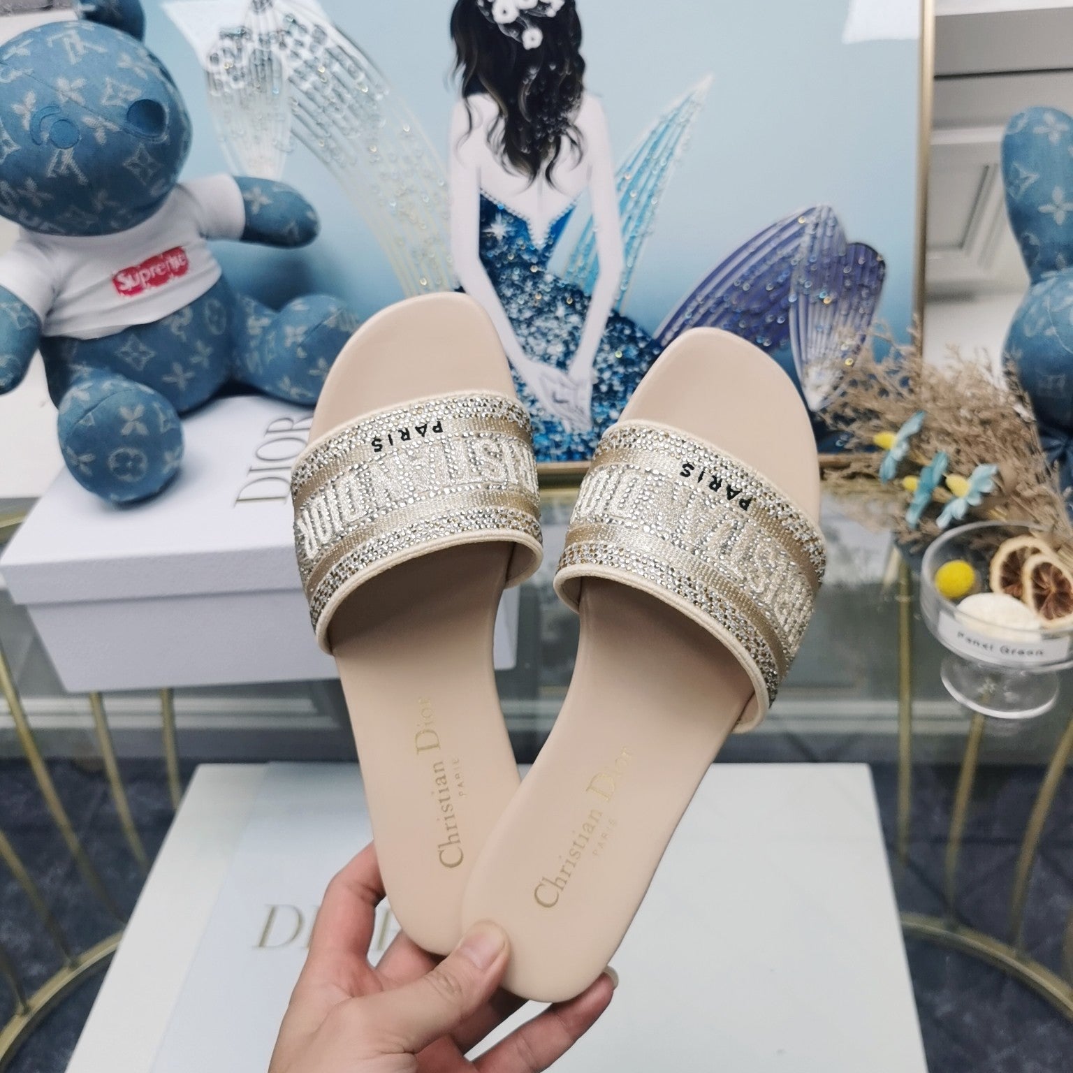 DIOR CD Mule Dway Slide 10mm Multi-motifs Style 22